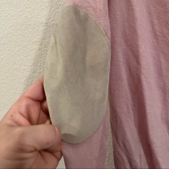 Kookai size 0 pink cowl neck merino wool sweater with elbow patches - Picture 4 of 12